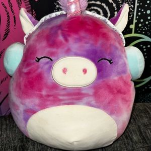 Rare 12in Lola the Tye Dye Unicorn Squishmallow with Headphones